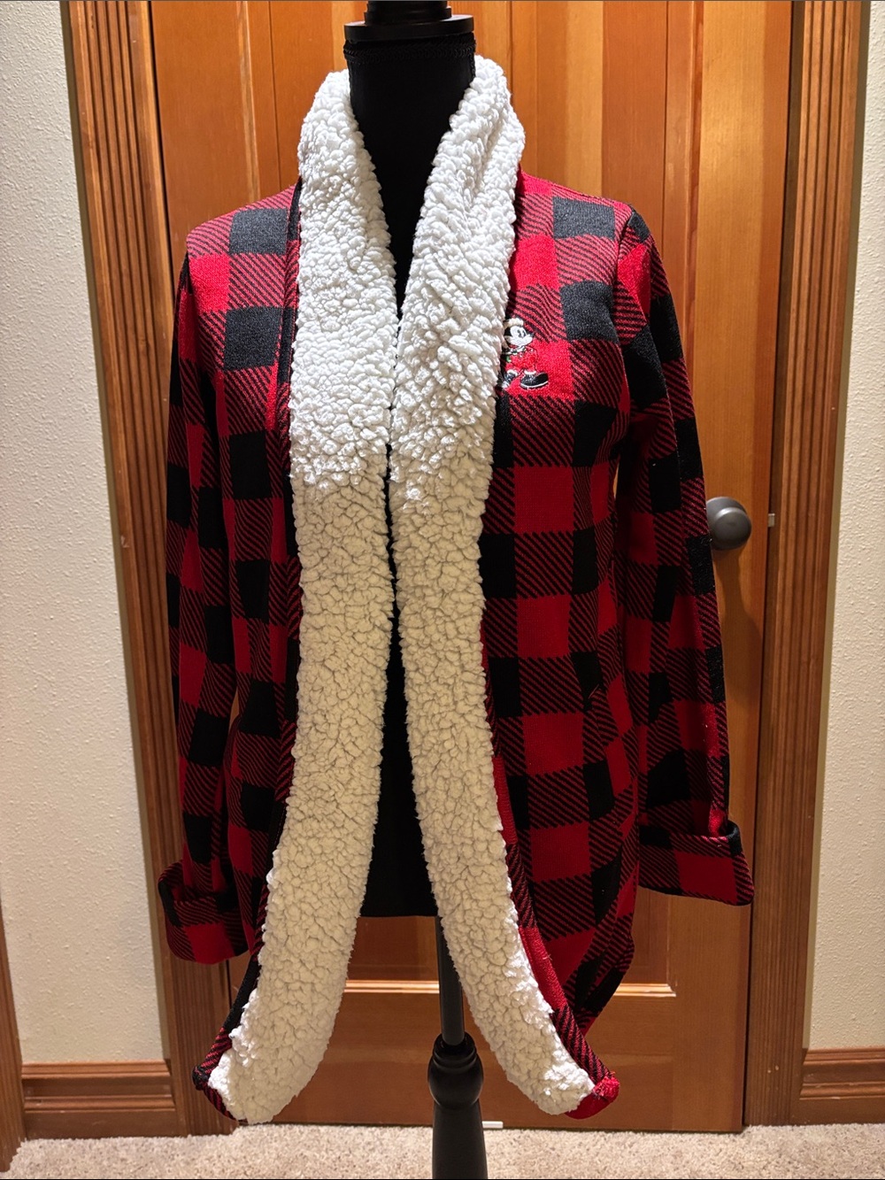 Disney Red and Black Buffalo Plaid Sherpa Jacket